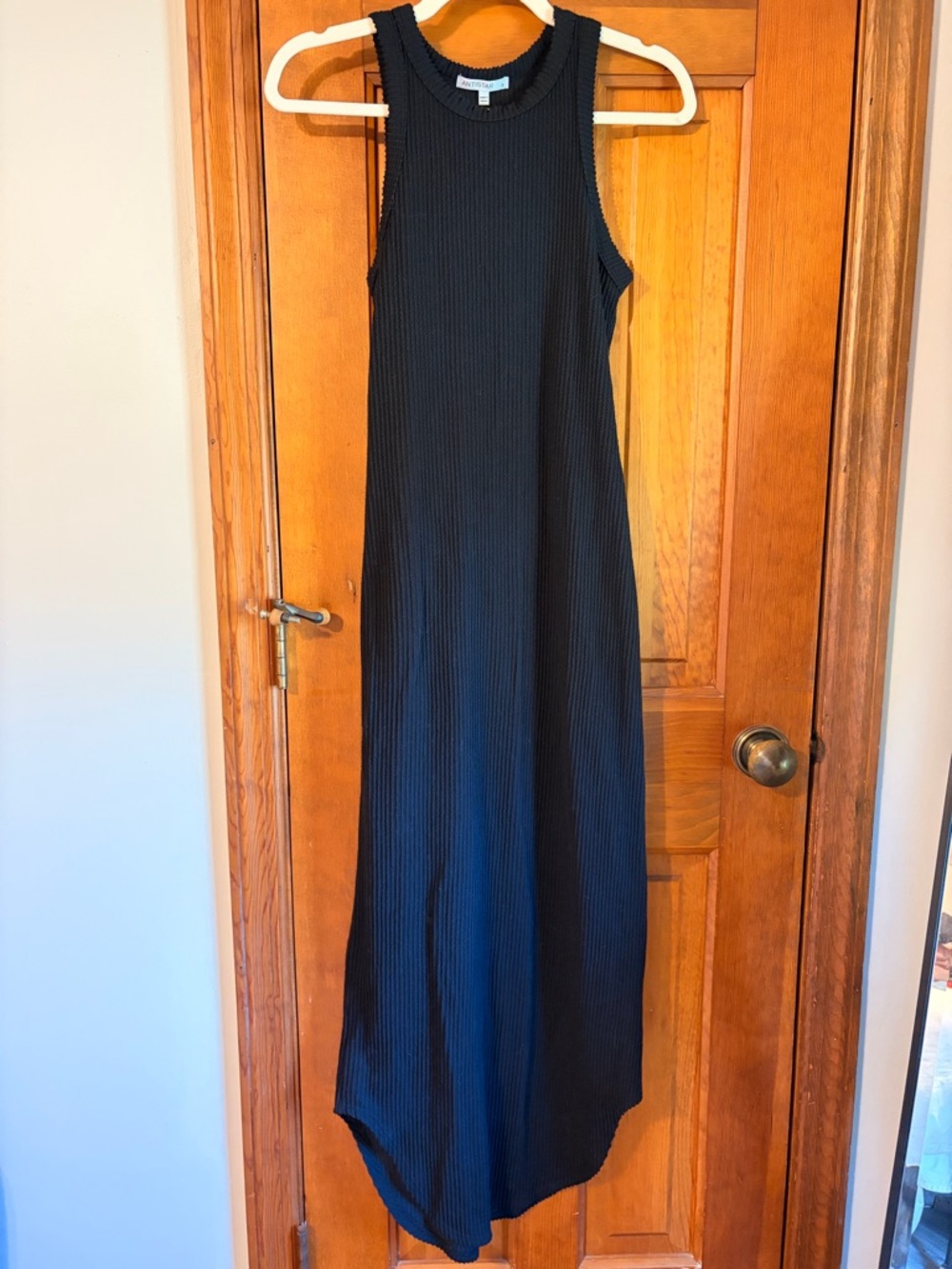 Ribbed Sleeveless Black Maxi Dress
